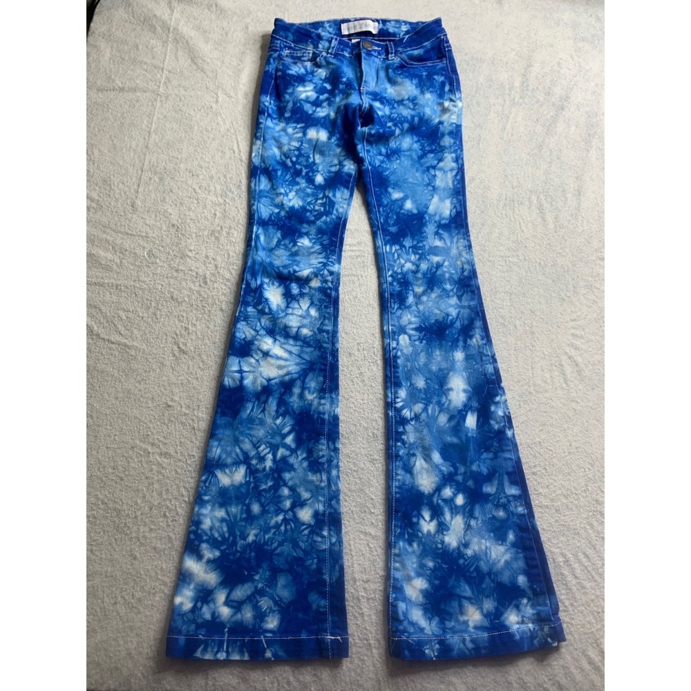 Ranch Dressin Blue Tie Dye Flare Jeans Women's Size 1 cowboy festival Denim